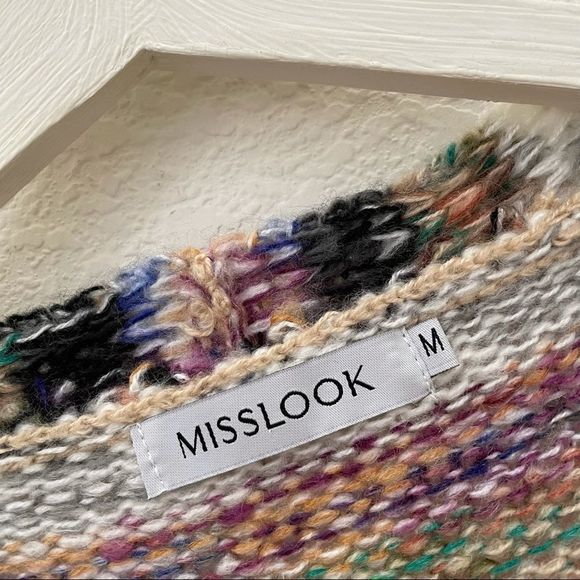 MISSLOOK Colorful Striped Knit Open Cardigan. Medium, NWOT - Picture 7 of 9